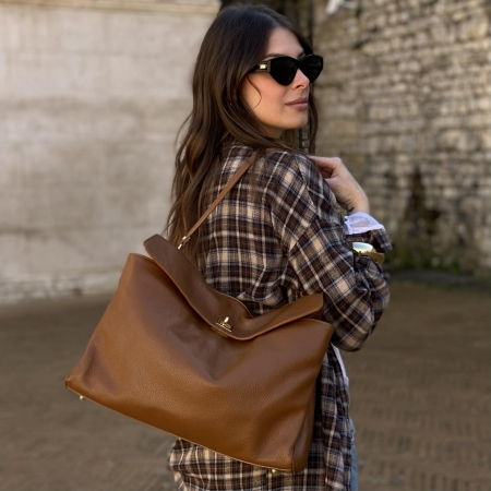 AMELIA MAXI CUOIO - Borsa a spalla in vera pelle