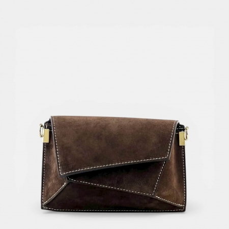 EDEN CIOCCOLATO - Borsa a tracolla in vera pelle suede