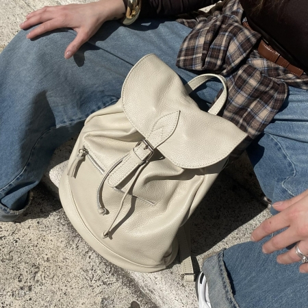 ZAINO INGRID PANNA - Zaino in vera pelle panna