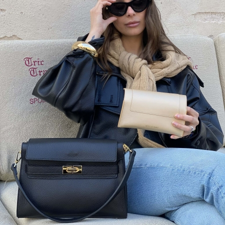 CAMILLE NERA - Borsa a spalla in vera pelle nera